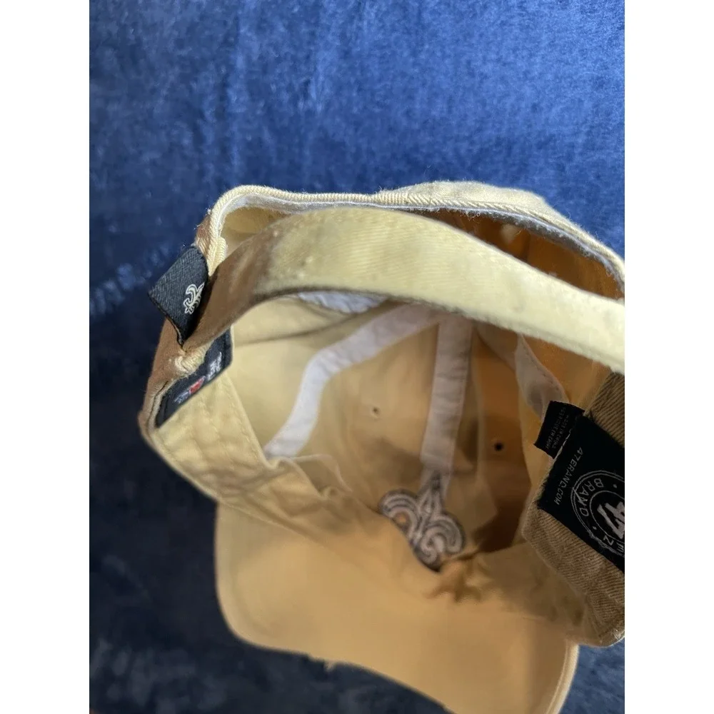 New Orleans Saint Hat 47 Brand Distressed Khaki Tan Cotton Strapback Dad Hat